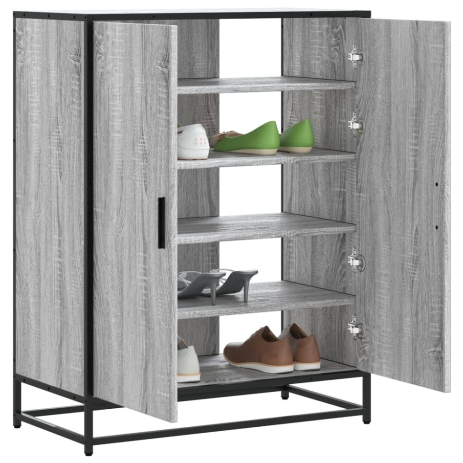 Zapatero madera de ingeniería y metal gris Sonoma 75x38x97,5