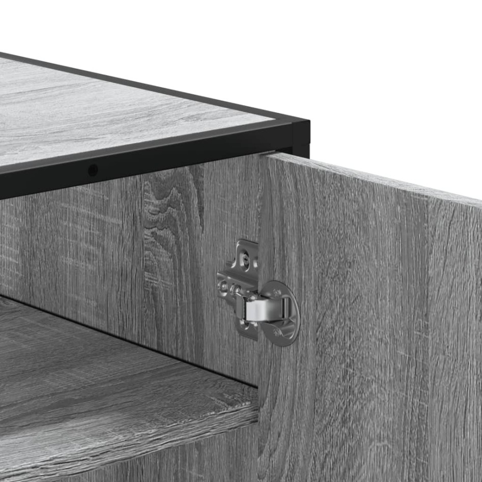 Zapatero madera de ingeniería y metal gris Sonoma 75x38x97,5