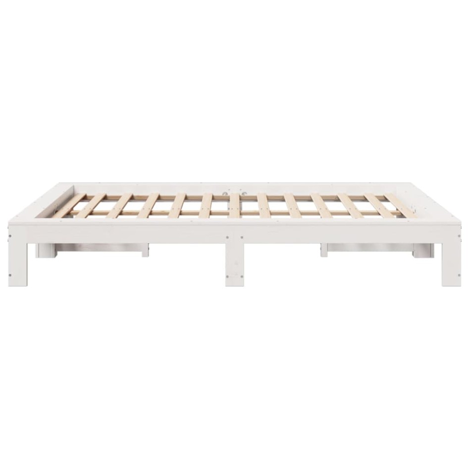 Estructura de cama sin colchón madera de pino blanca 150x200