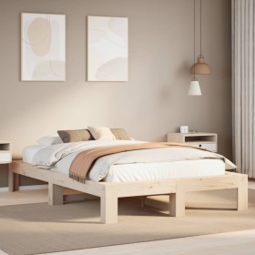 Estructura de cama sin colchón madera de pino maciza 120x200