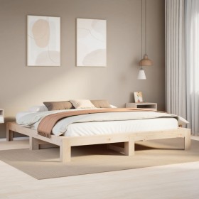 Estructura de cama sin colchón madera maciza de pino 180x200