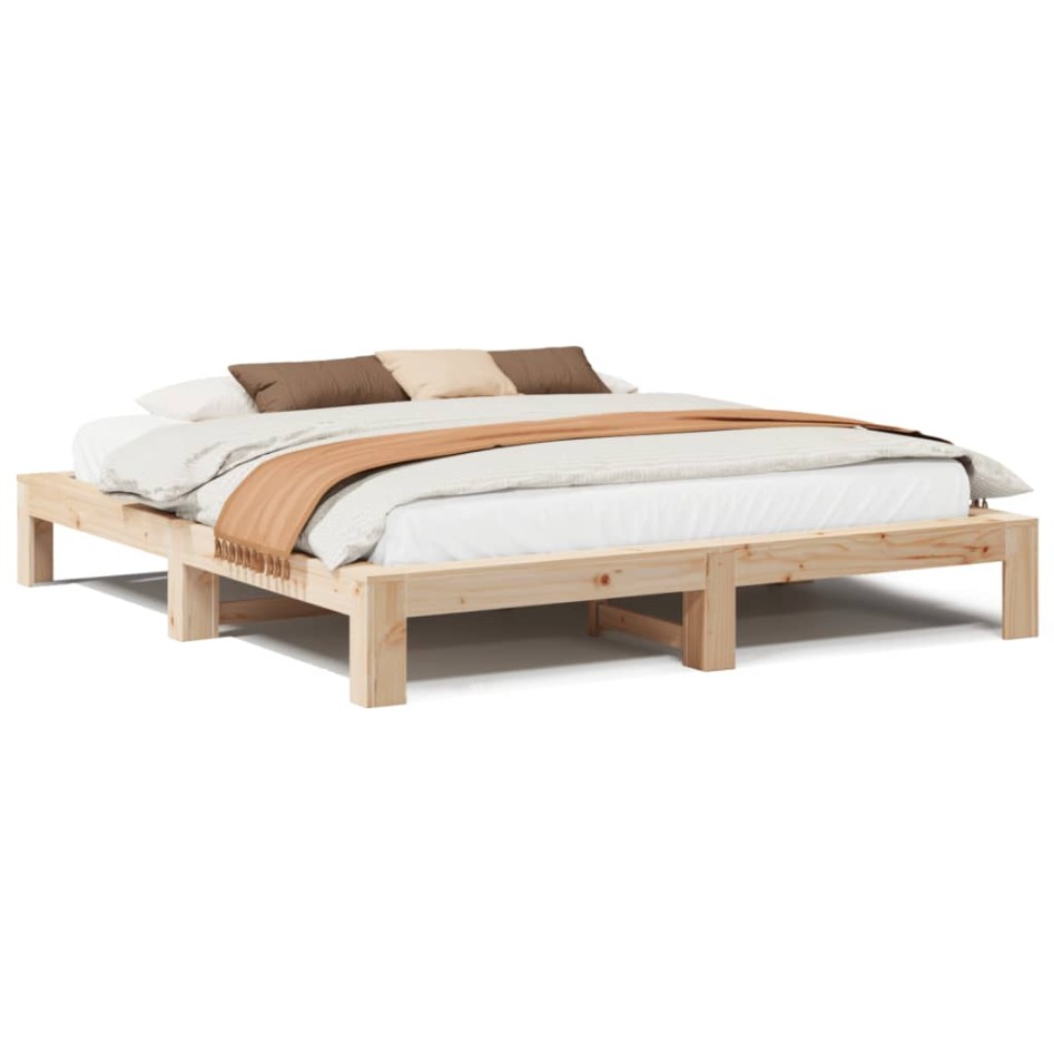 Estructura de cama sin colchón madera maciza de pino 180x200