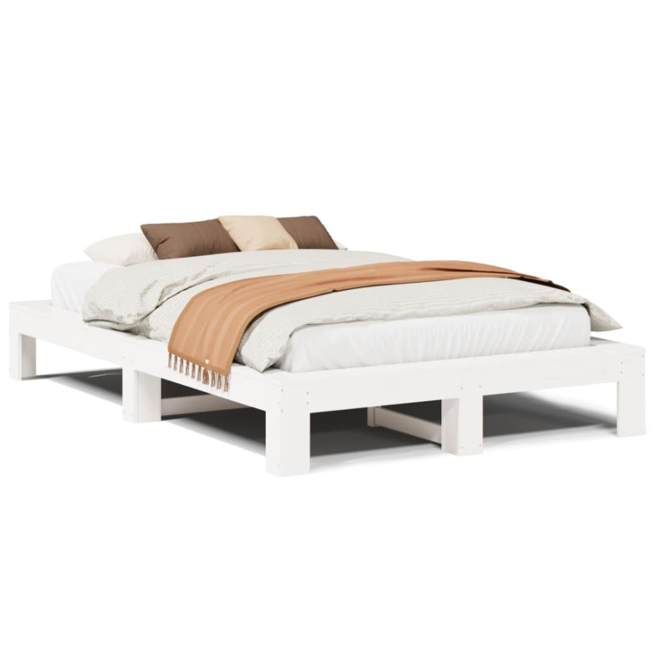 Estructura de cama sin colchón madera de pino blanco 135x190