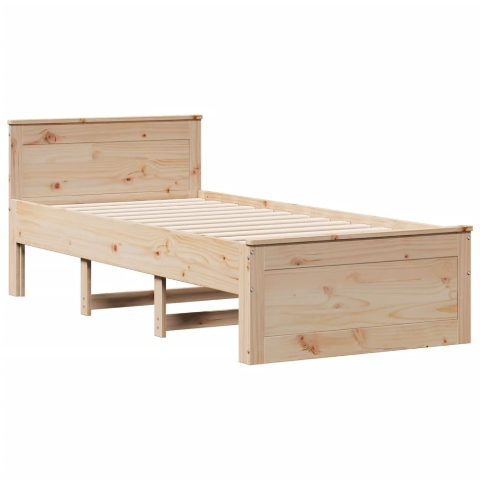 Cama con cabecero sin colchón madera maciza de pino 90x200