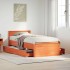 Cama con cabecero sin colchón madera de pino marrón 90x200