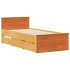 Cama con cabecero sin colchón madera de pino marrón 90x200