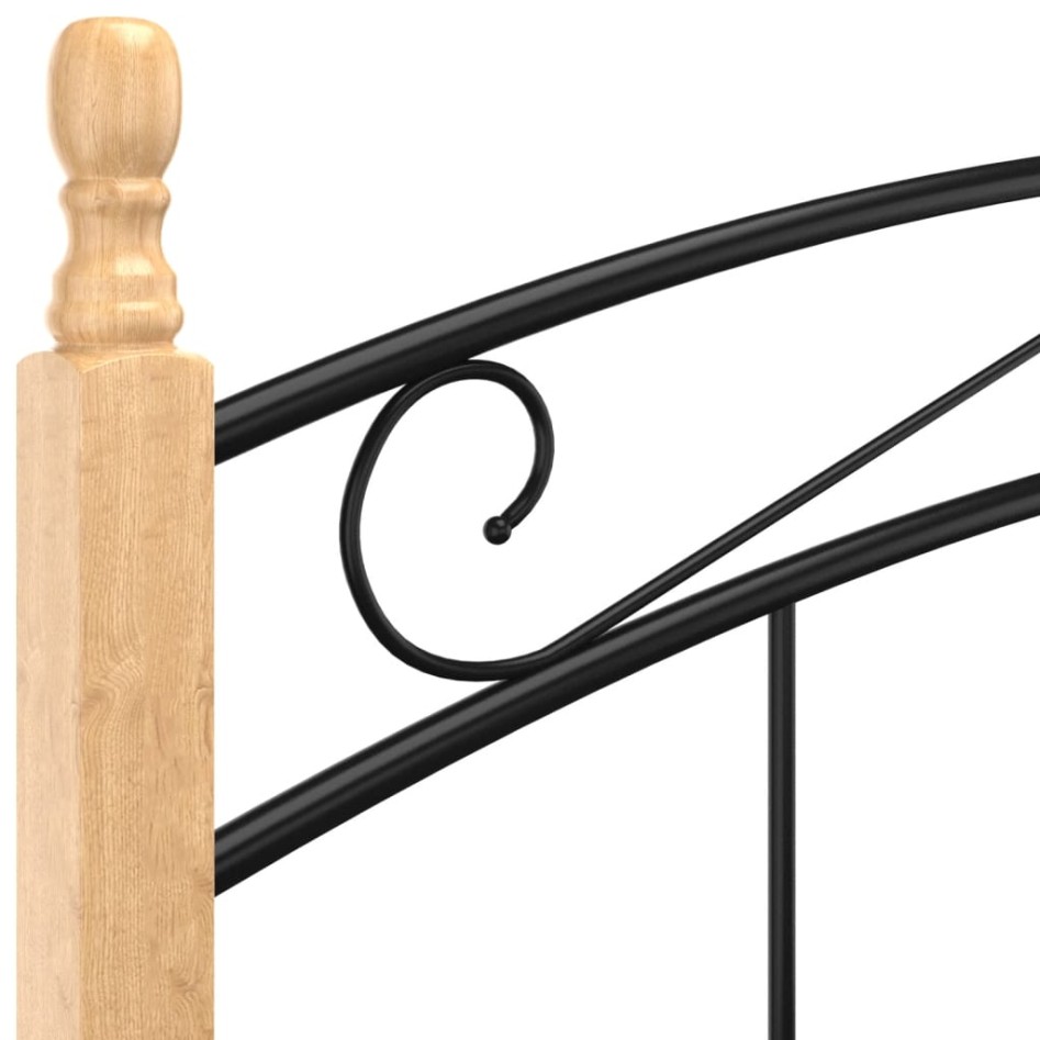 Estructura de cama metal y madera maciza de roble 160x200