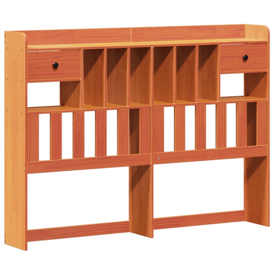 Cama sin colchón madera maciza de pino marrón cera 140x200