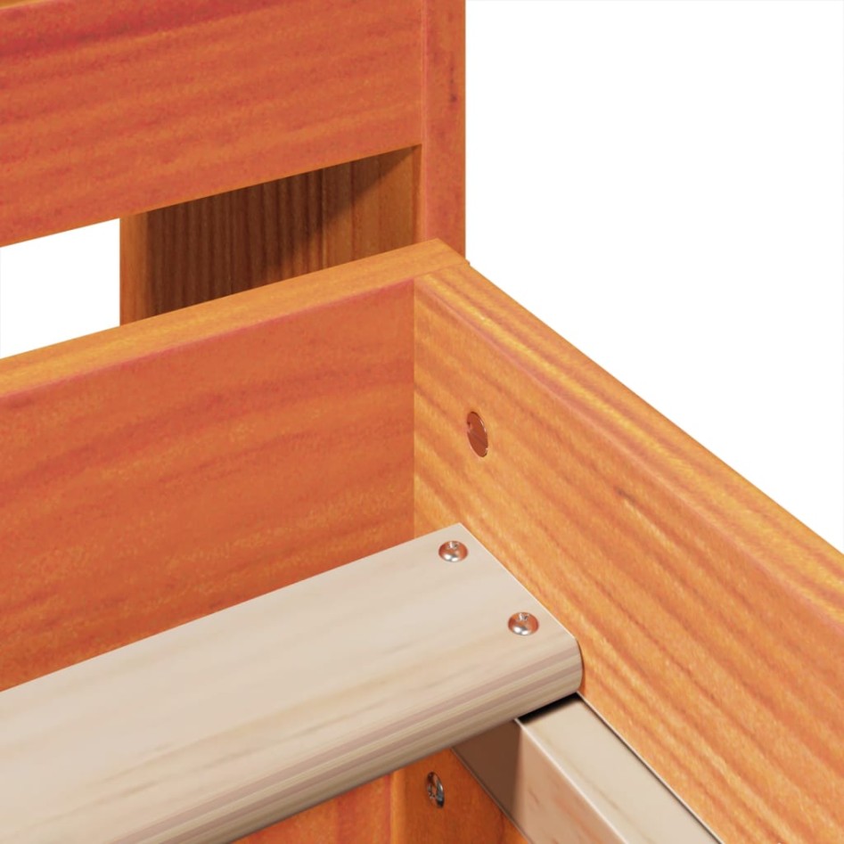 Cama sin colchón madera maciza de pino marrón cera 140x200