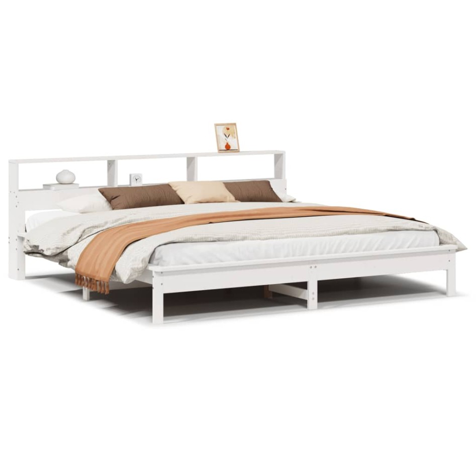 Estructura de cama sin colchón madera maciza blanca 200x200