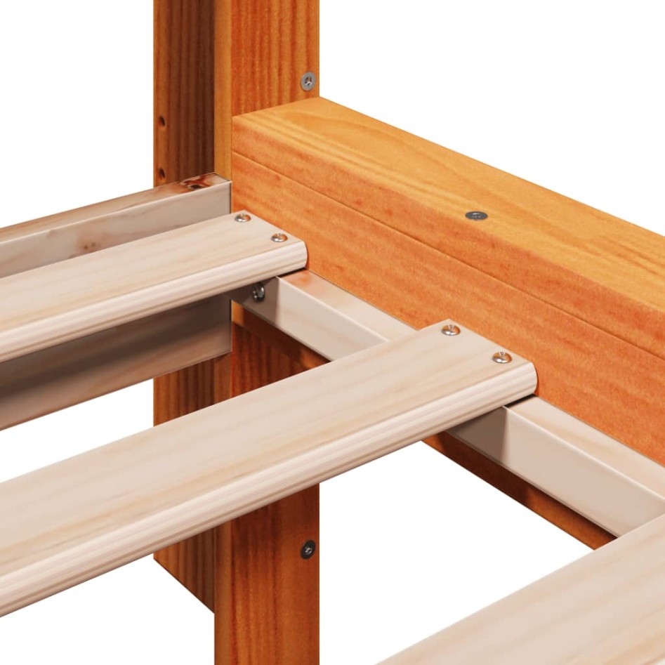 Cama sin colchón madera maciza de pino marrón cera 180x200