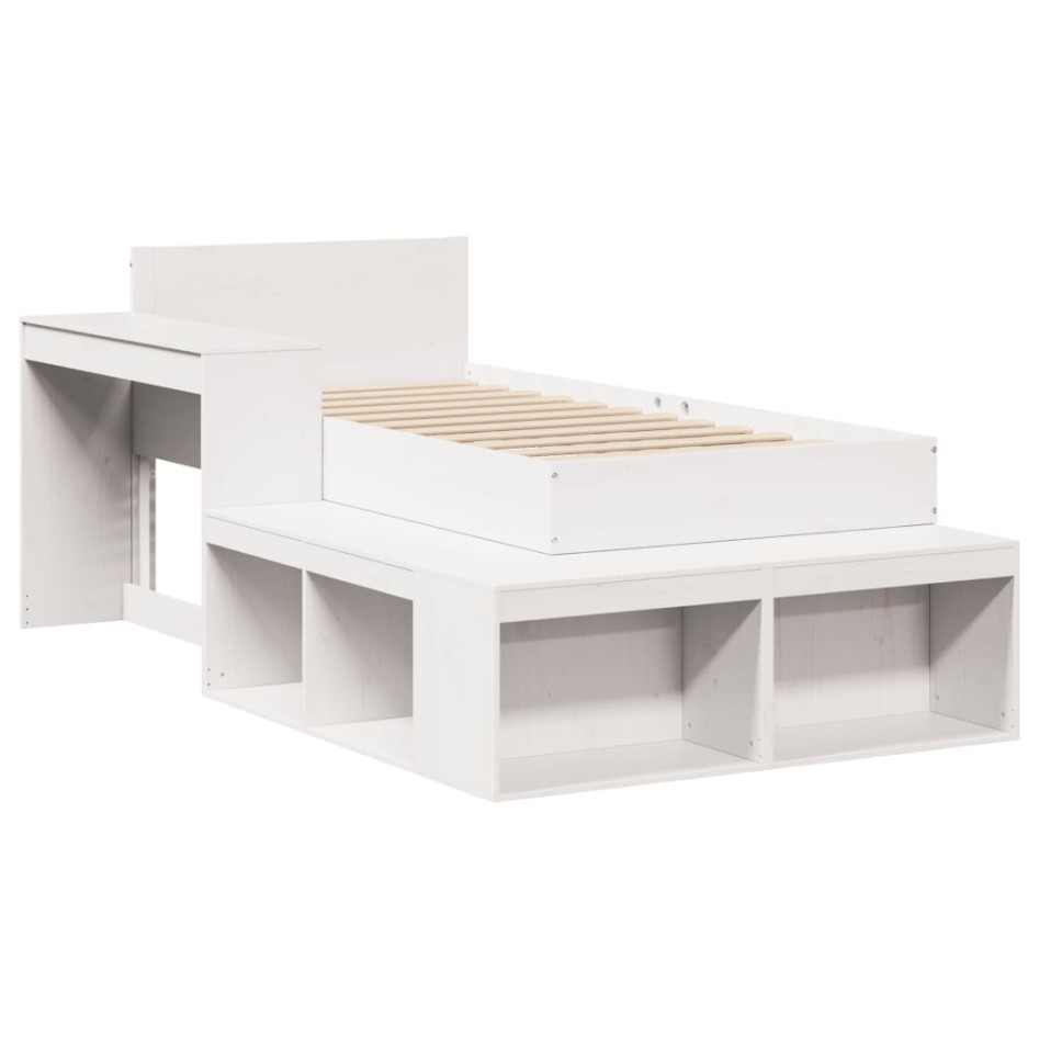 Estructura de cama sin colchón madera maciza blanca 75x190