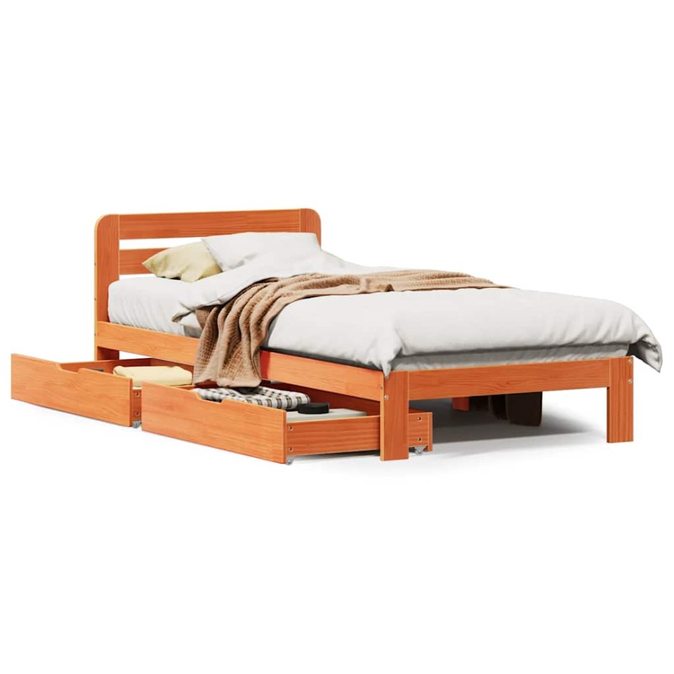 Estructura de cama sin colchón madera maciza marrón 75x190