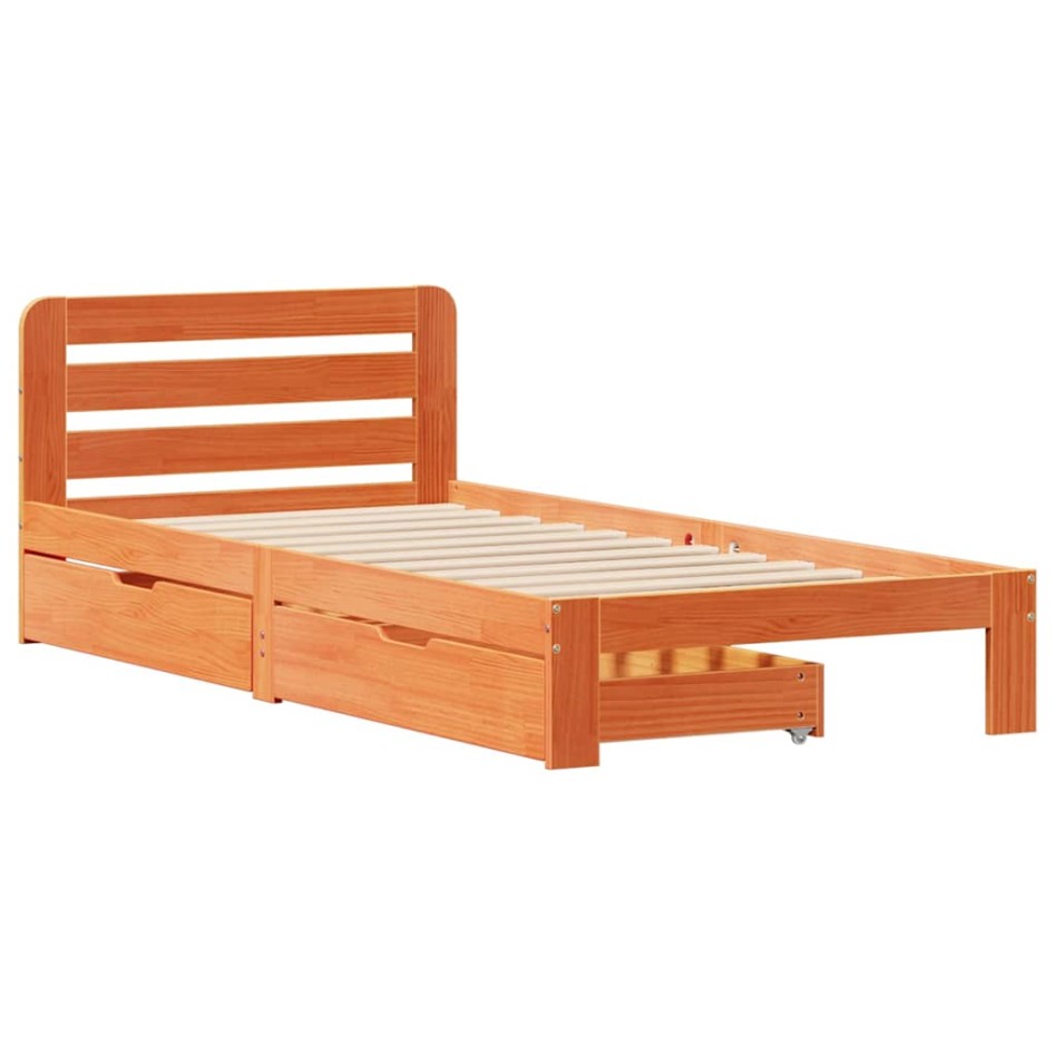 Estructura de cama sin colchón madera maciza marrón 75x190