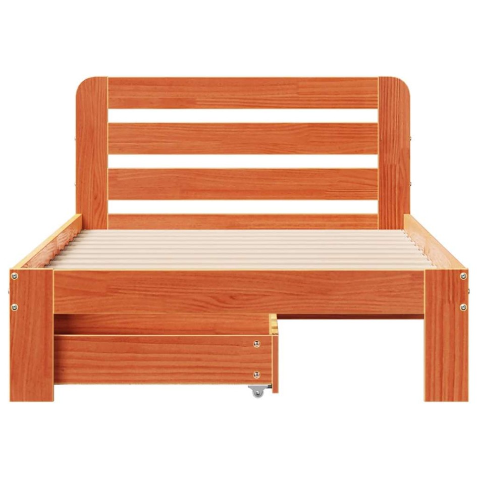 Estructura de cama sin colchón madera maciza marrón 75x190