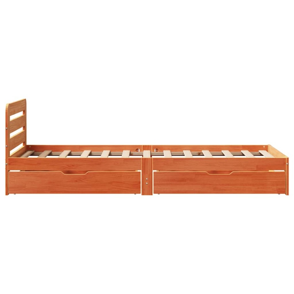 Estructura de cama sin colchón madera maciza marrón 75x190