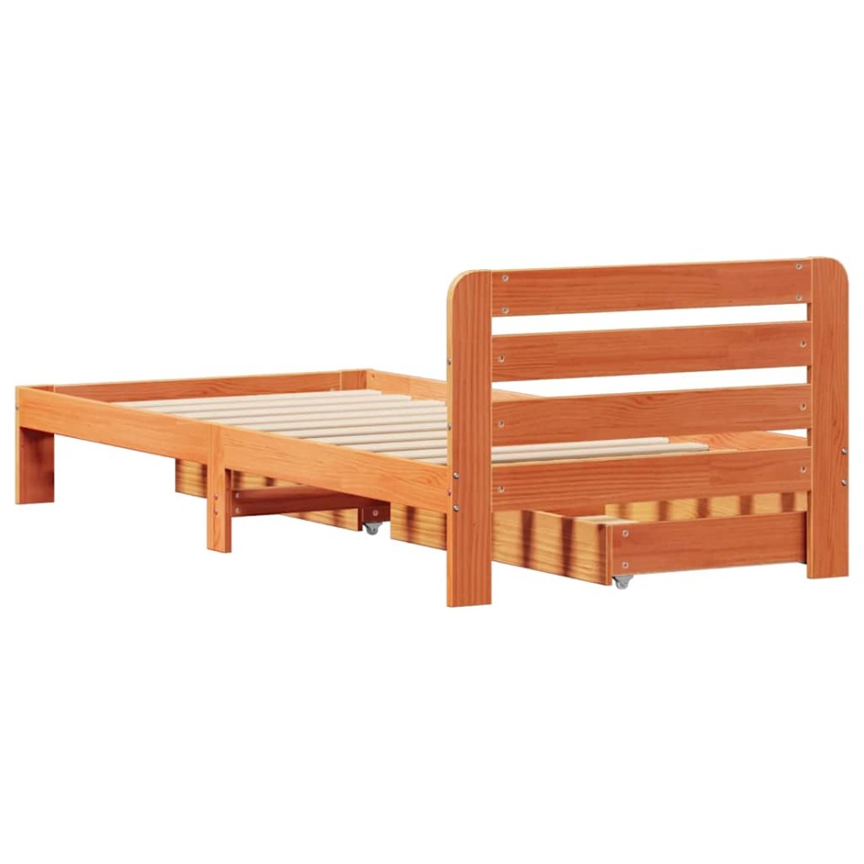 Estructura de cama sin colchón madera maciza marrón 75x190