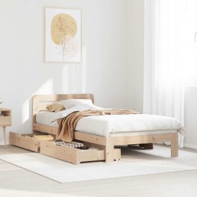 Estructura de cama sin colchón madera maciza pino 75x190