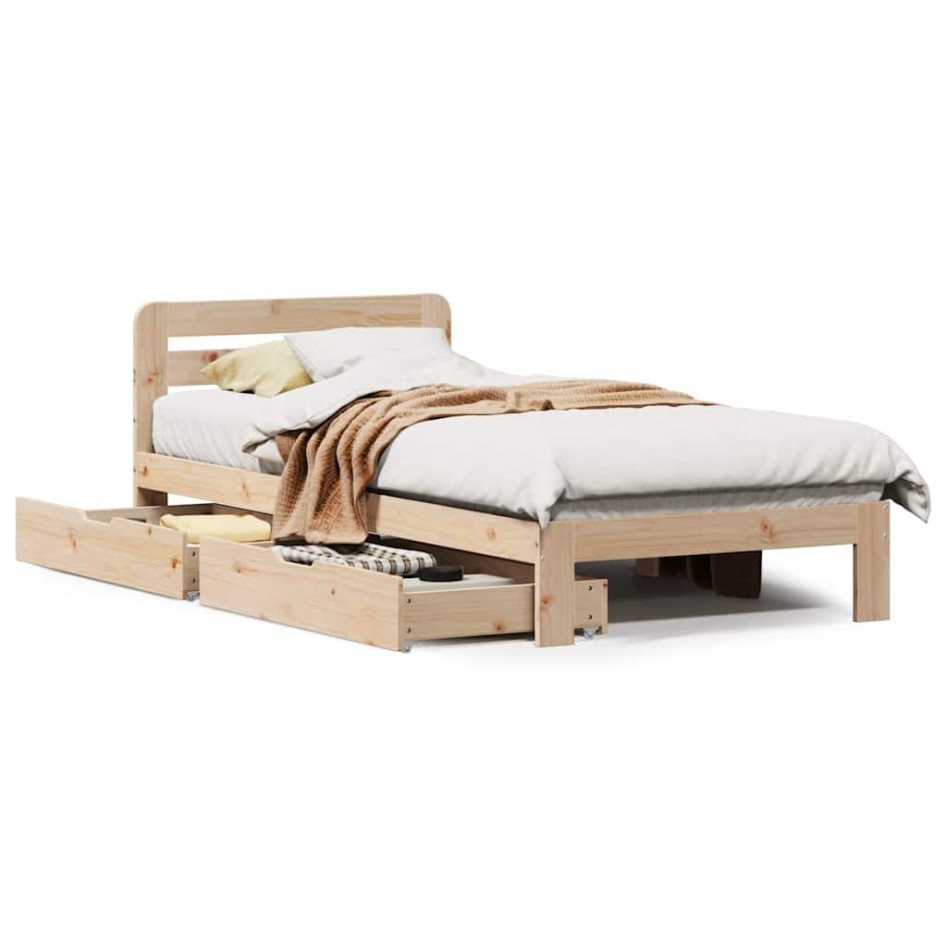 Estructura de cama sin colchón madera maciza pino 75x190