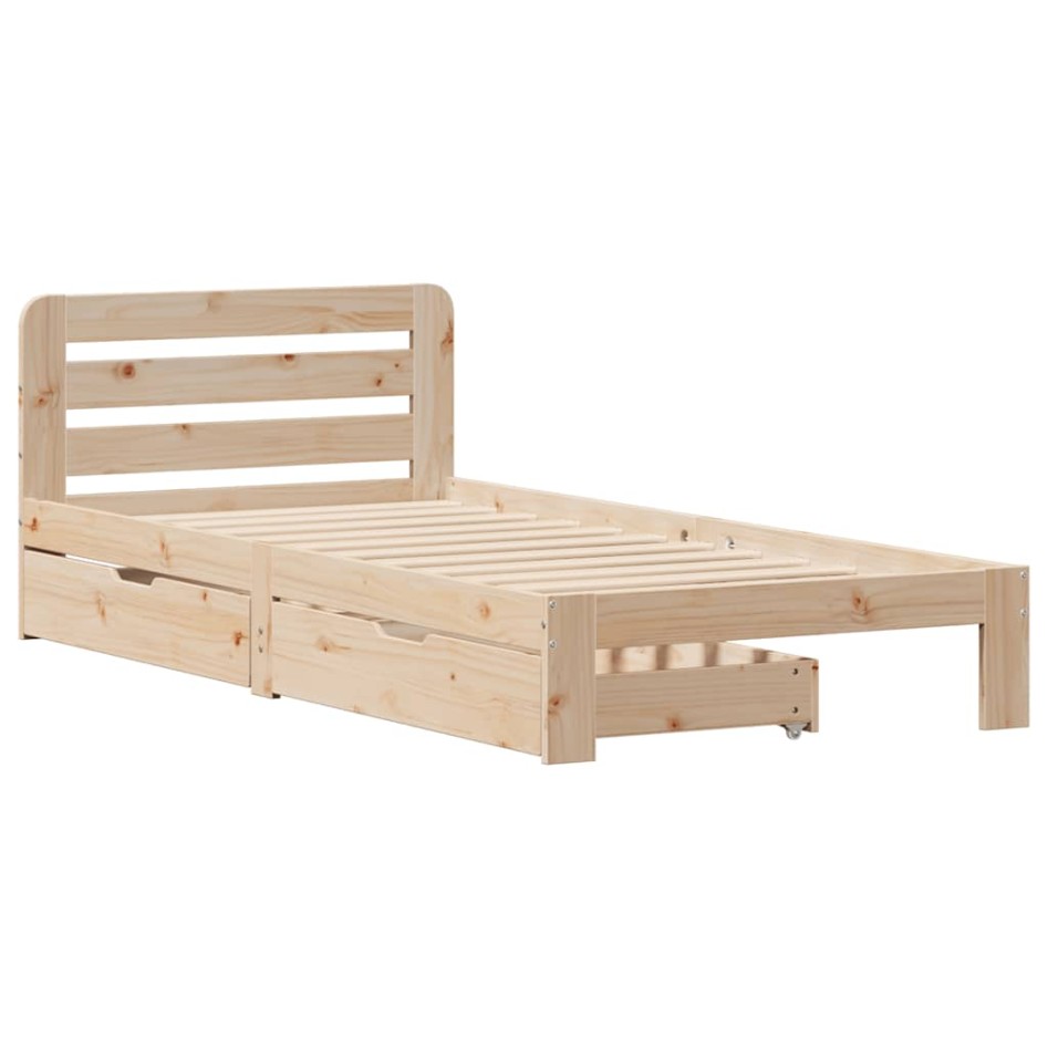 Estructura de cama sin colchón madera maciza pino 75x190