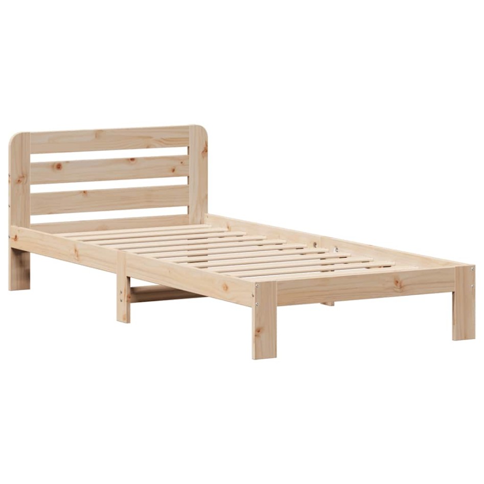 Estructura de cama sin colchón madera maciza pino 75x190