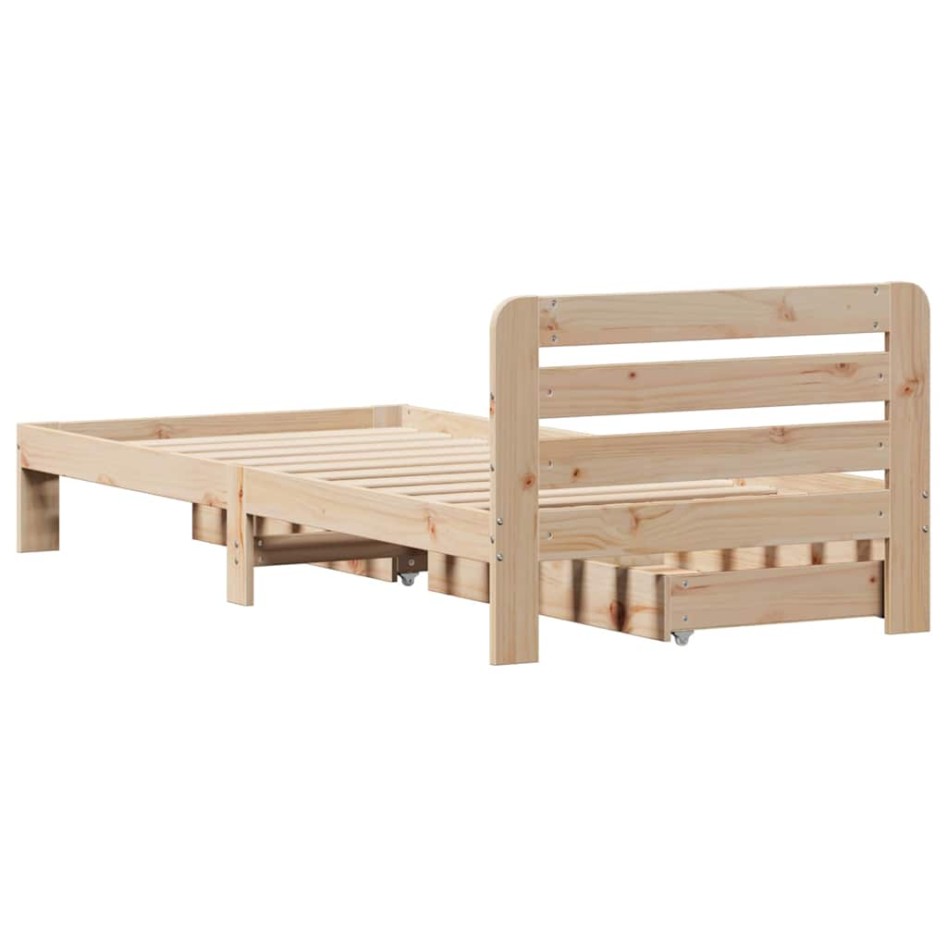 Estructura de cama sin colchón madera maciza pino 75x190