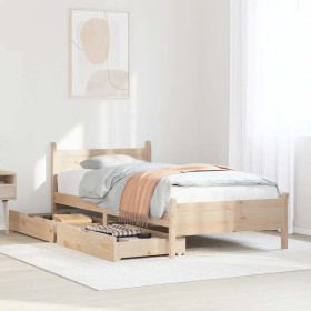 Estructura de cama sin colchón madera maciza de pino 90x190