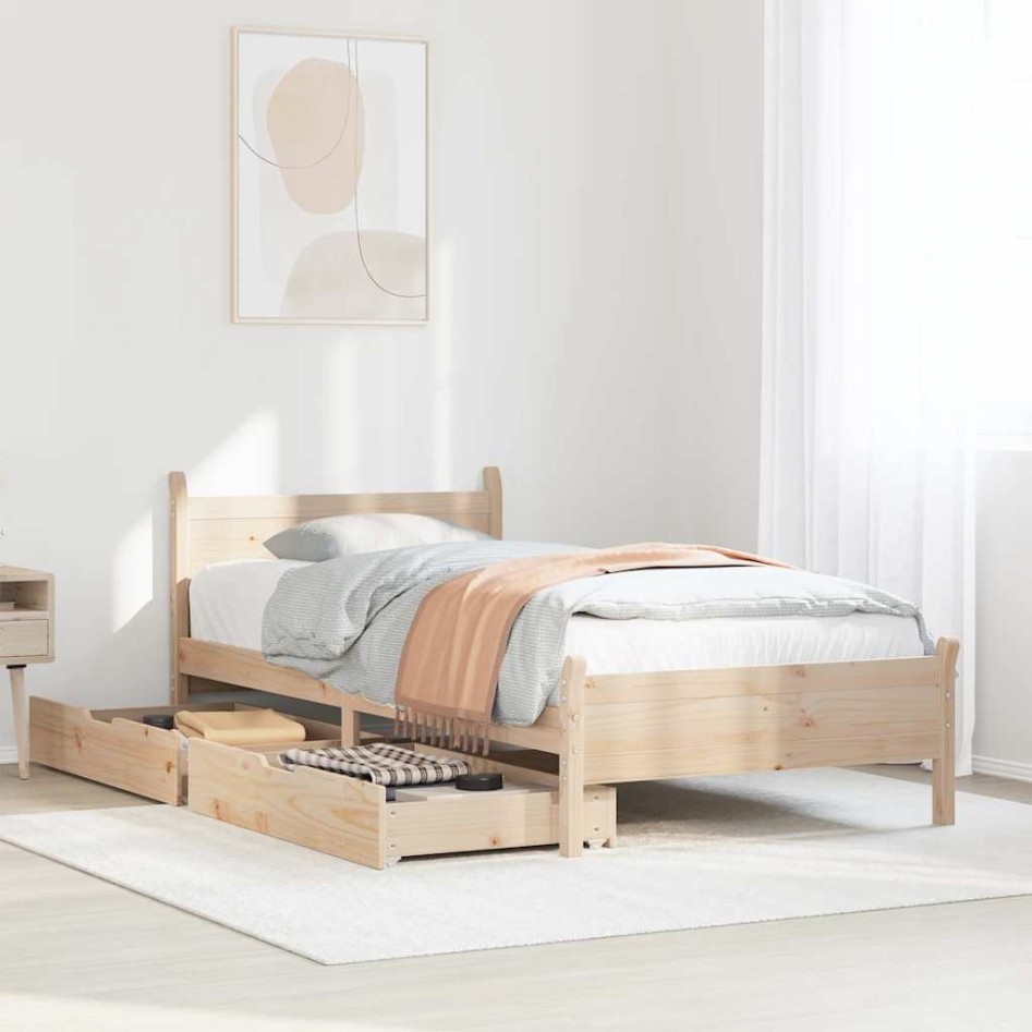 Estructura de cama sin colchón madera maciza de pino 90x190