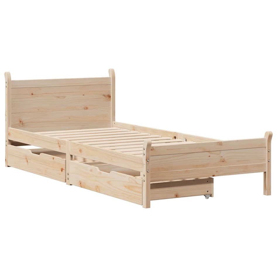 Estructura de cama sin colchón madera maciza de pino 90x190
