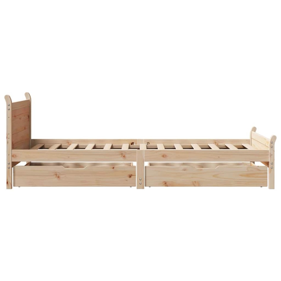 Estructura de cama sin colchón madera maciza de pino 90x190