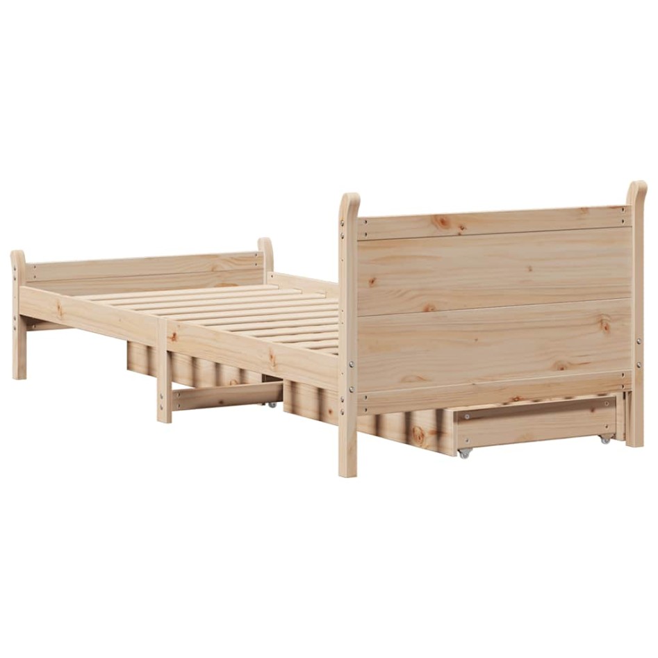 Estructura de cama sin colchón madera maciza de pino 90x190