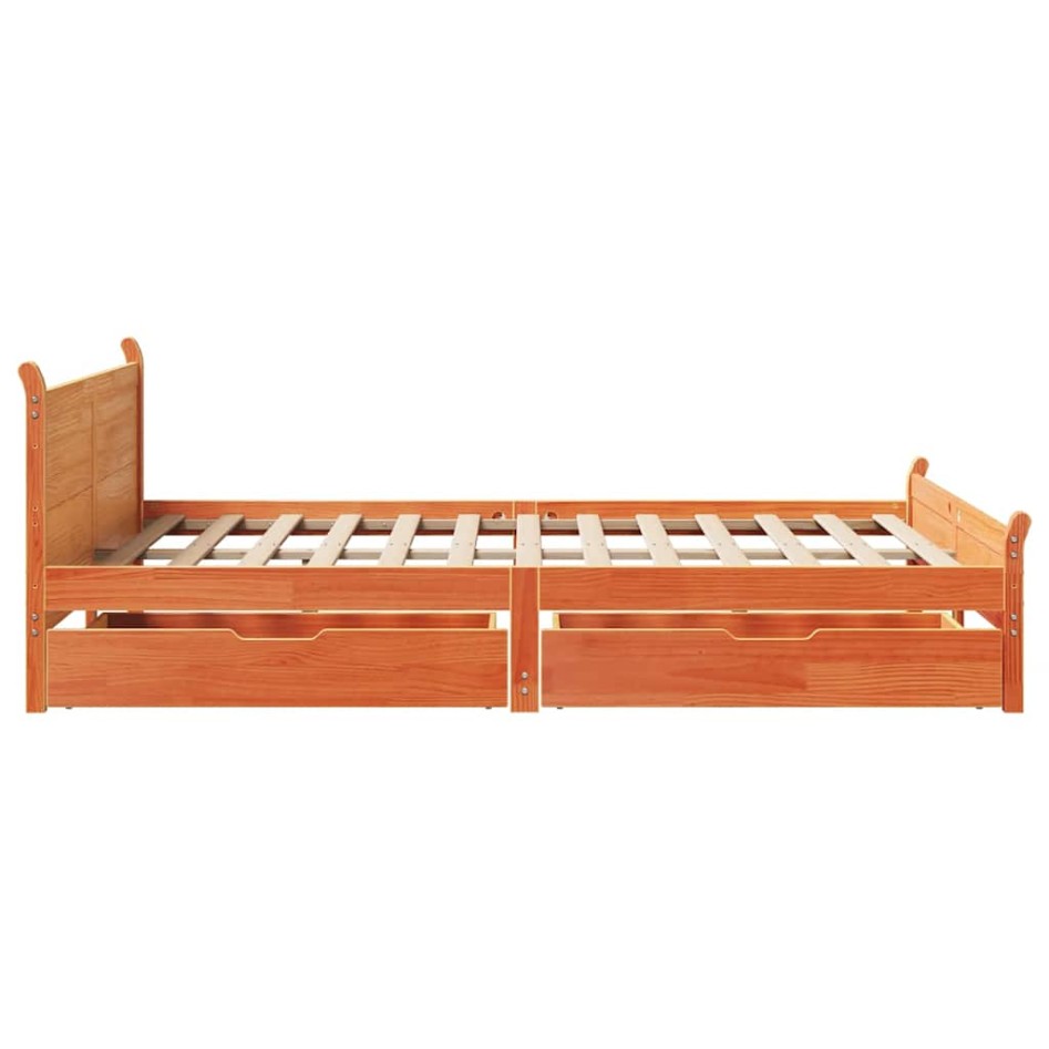 Estructura de cama sin colchón madera maciza marrón 135x190