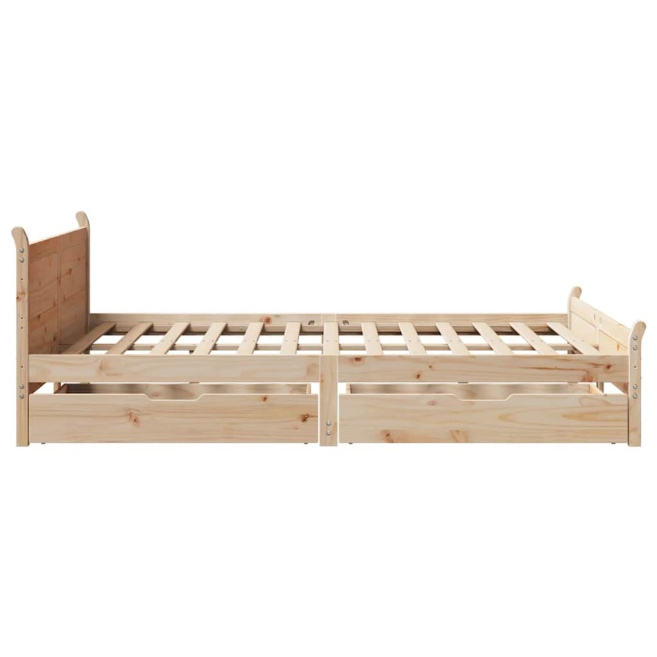 Estructura de cama sin colchón madera maciza de pino 135x190