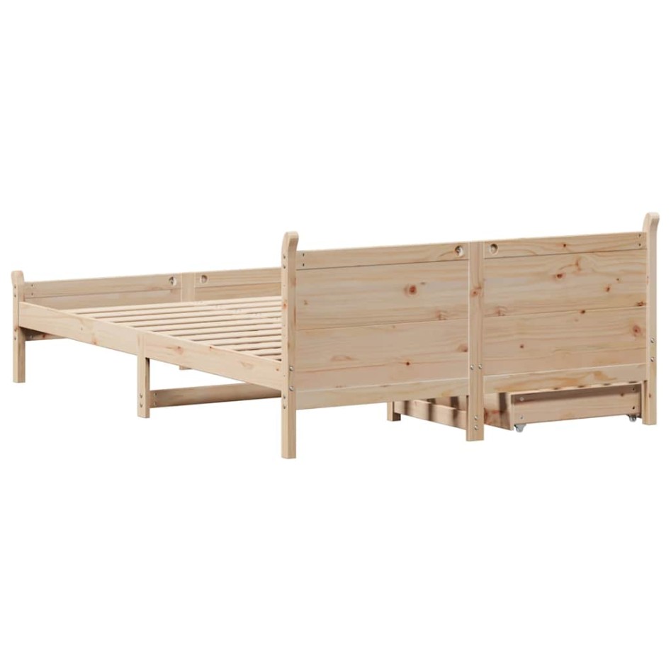 Estructura de cama sin colchón madera maciza de pino 135x190