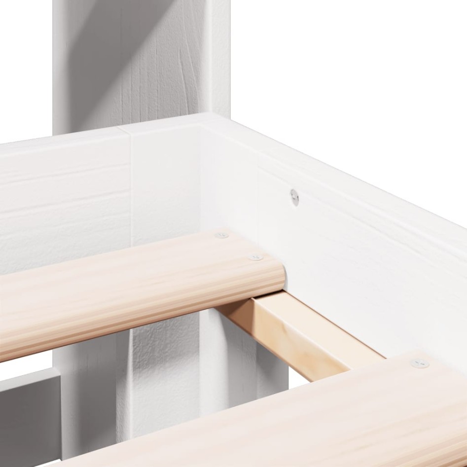 Cama con estantería sin colchón madera maciza blanca 160x200