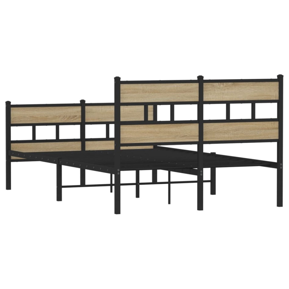 Estructura de cama sin colchón metal roble Sonoma 120x190