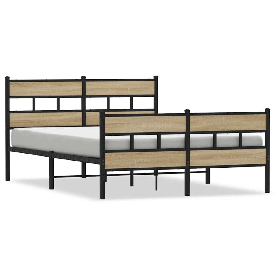 Estructura de cama sin colchón metal roble Sonoma 140x190