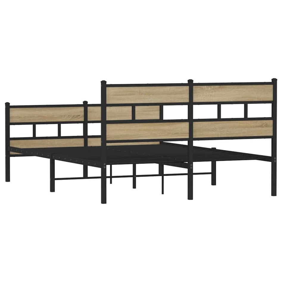 Estructura de cama sin colchón metal roble Sonoma 140x190