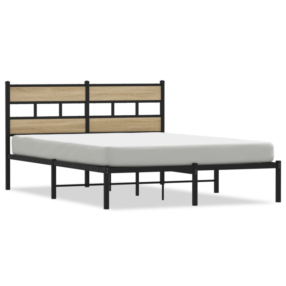 Estructura de cama sin colchón metal roble Sonoma 140x200