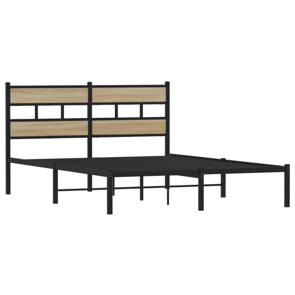 Estructura de cama sin colchón metal roble Sonoma 140x200