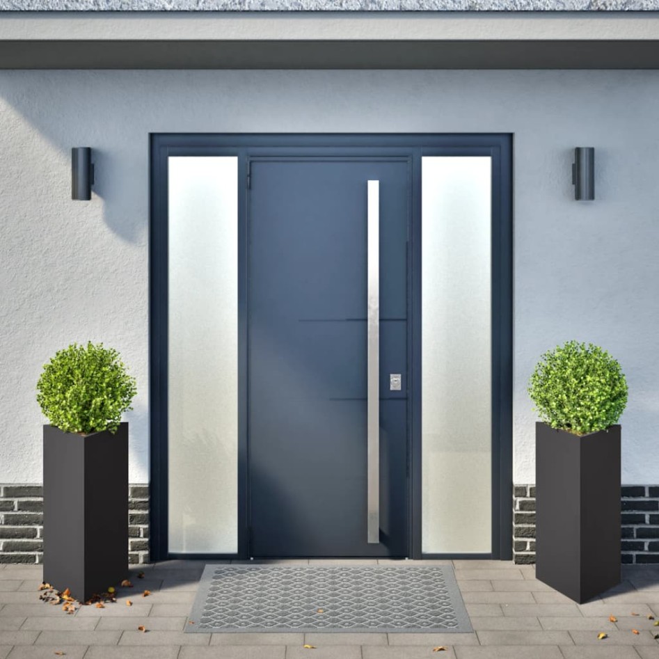 Jardineras triangulares 2 uds acero negro 40x34,5x70