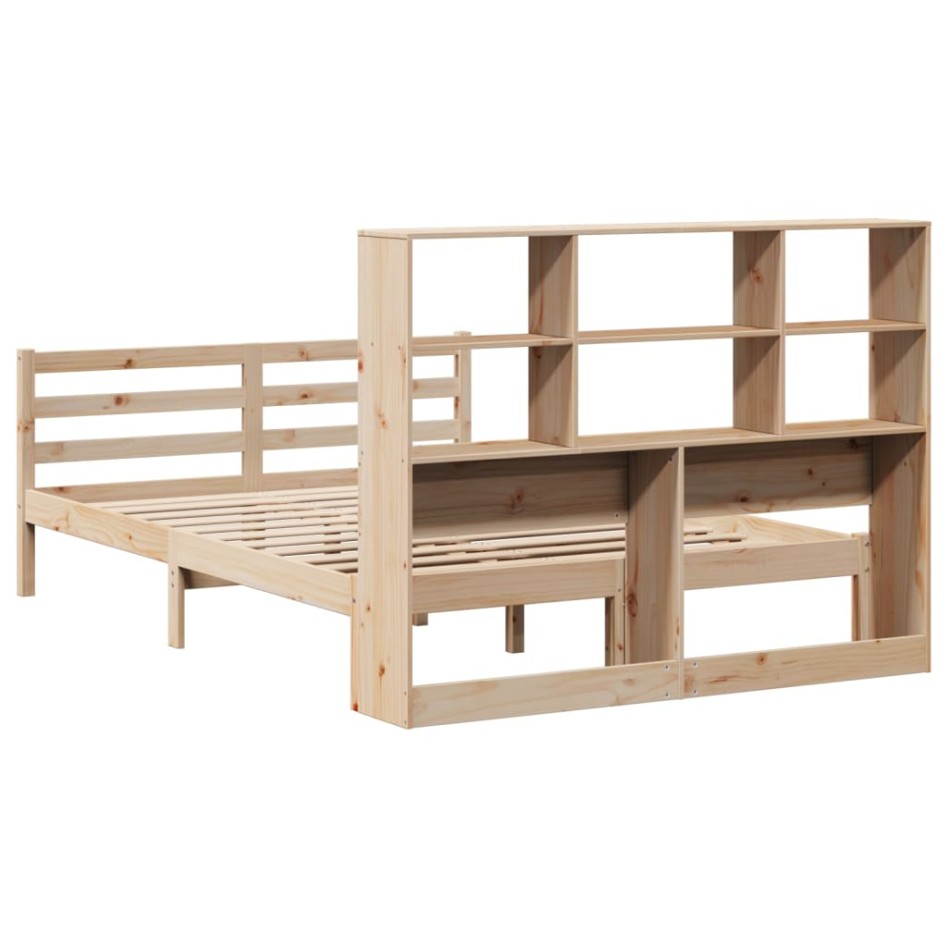 Cama con estantería sin colchón madera maciza de pino