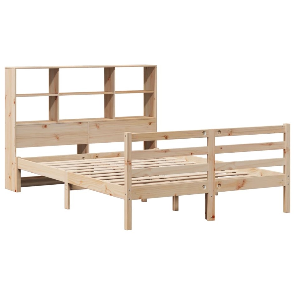 Cama con estantería sin colchón madera maciza de pino