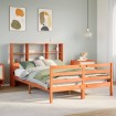 Cama con estantería sin colchón madera maciza marrón 140x200cm