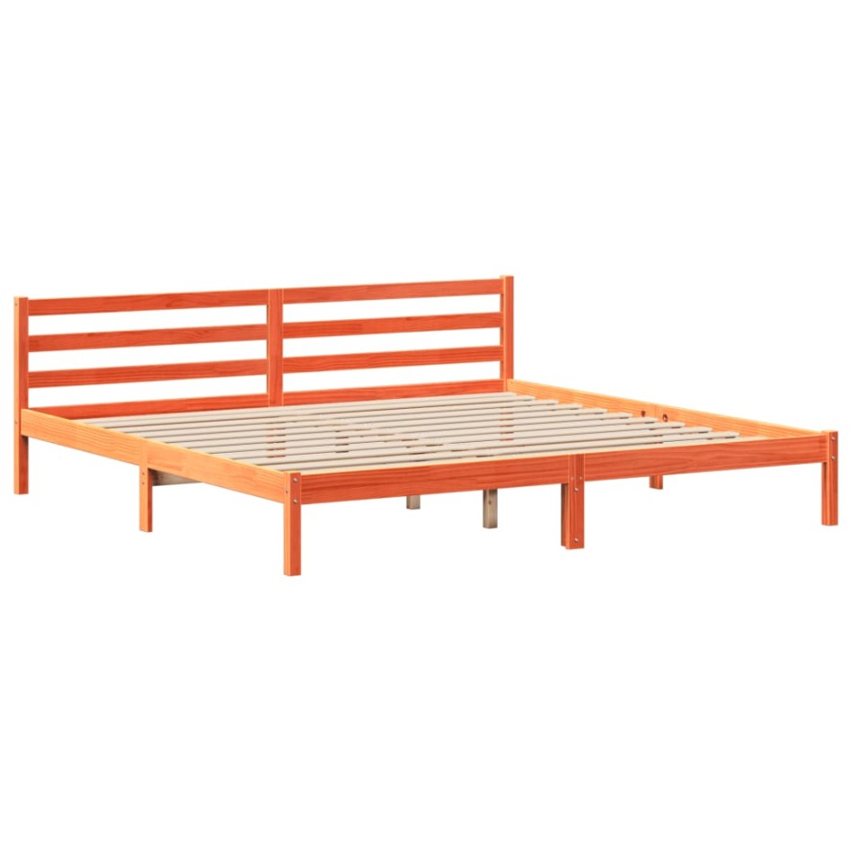 Cama con estantería sin colchón madera maciza marrón 180x200