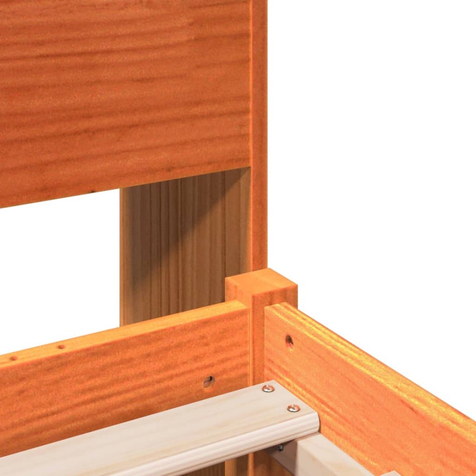 Cama con estantería sin colchón madera maciza marrón 180x200