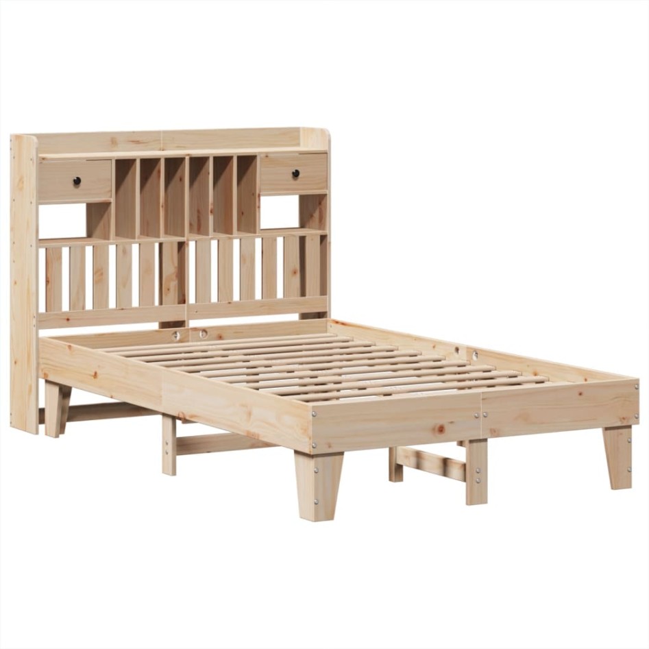 Estructura de cama sin colchón madera maciza de pino 135x190