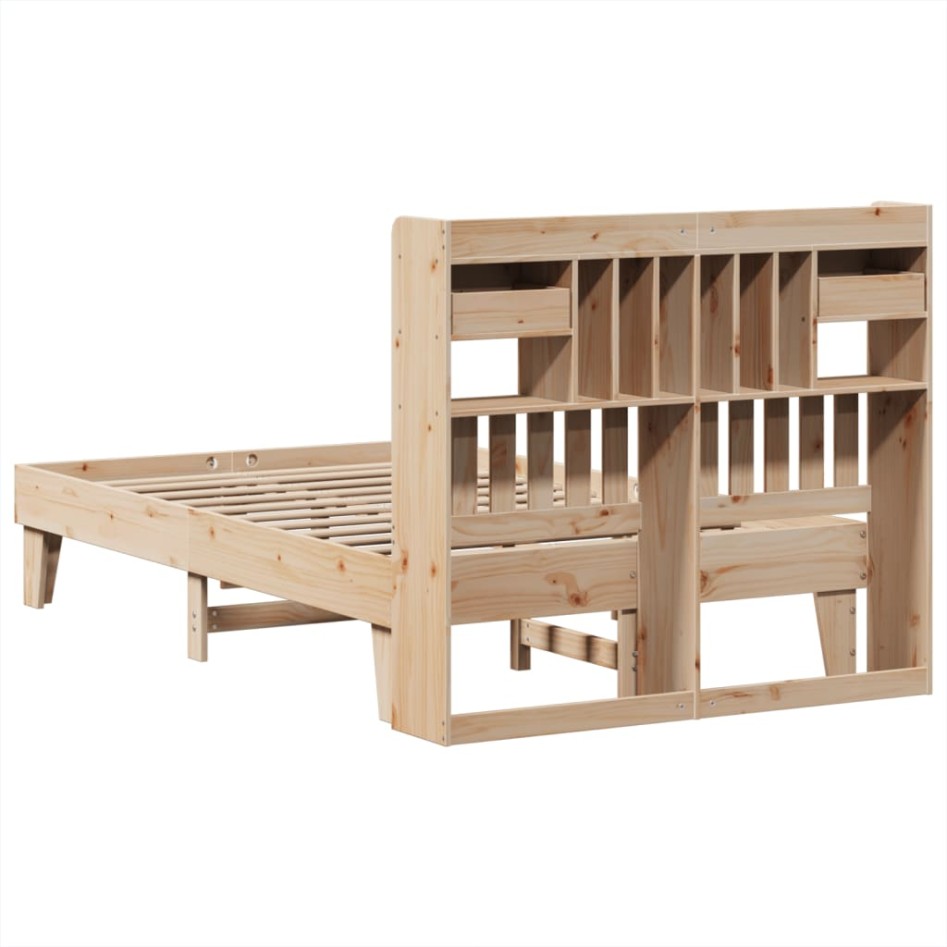 Estructura de cama sin colchón madera maciza de pino 135x190