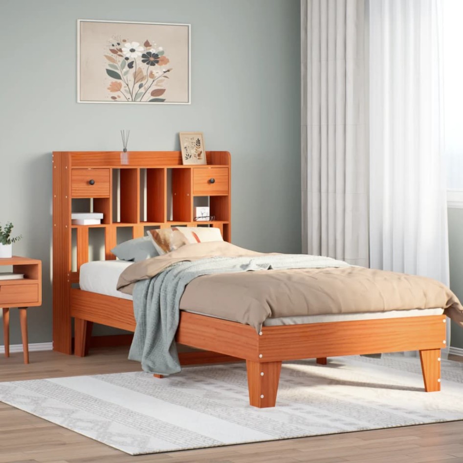 Estructura de cama sin colchón madera maciza marrón 90x190