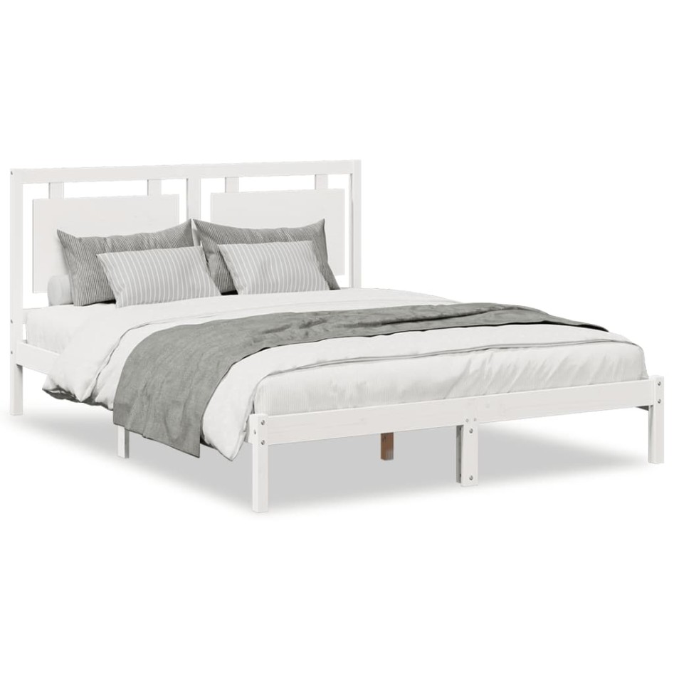 Cama extralarga sin colchón madera maciza blanca 160x210